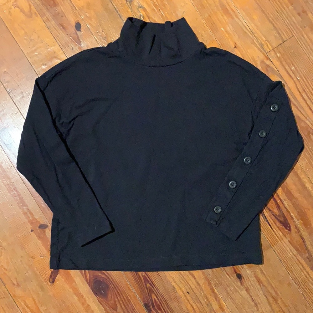 Black Mock Neck Long Sleeve Shirt